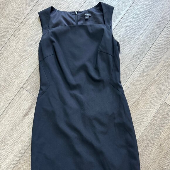 Ann Taylor Black Shift Dress - Size 2 Sleeveless Career Cocktail Wool Lycra - Picture 1 of 6